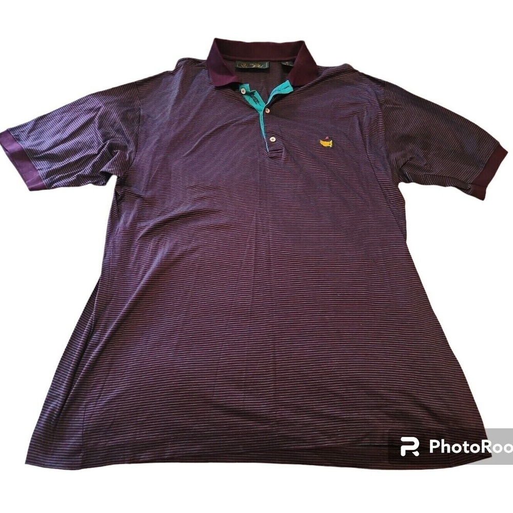 Bobby Jones Golf Polo Shirt Striped Short Sleeve Golfing Casual Purple